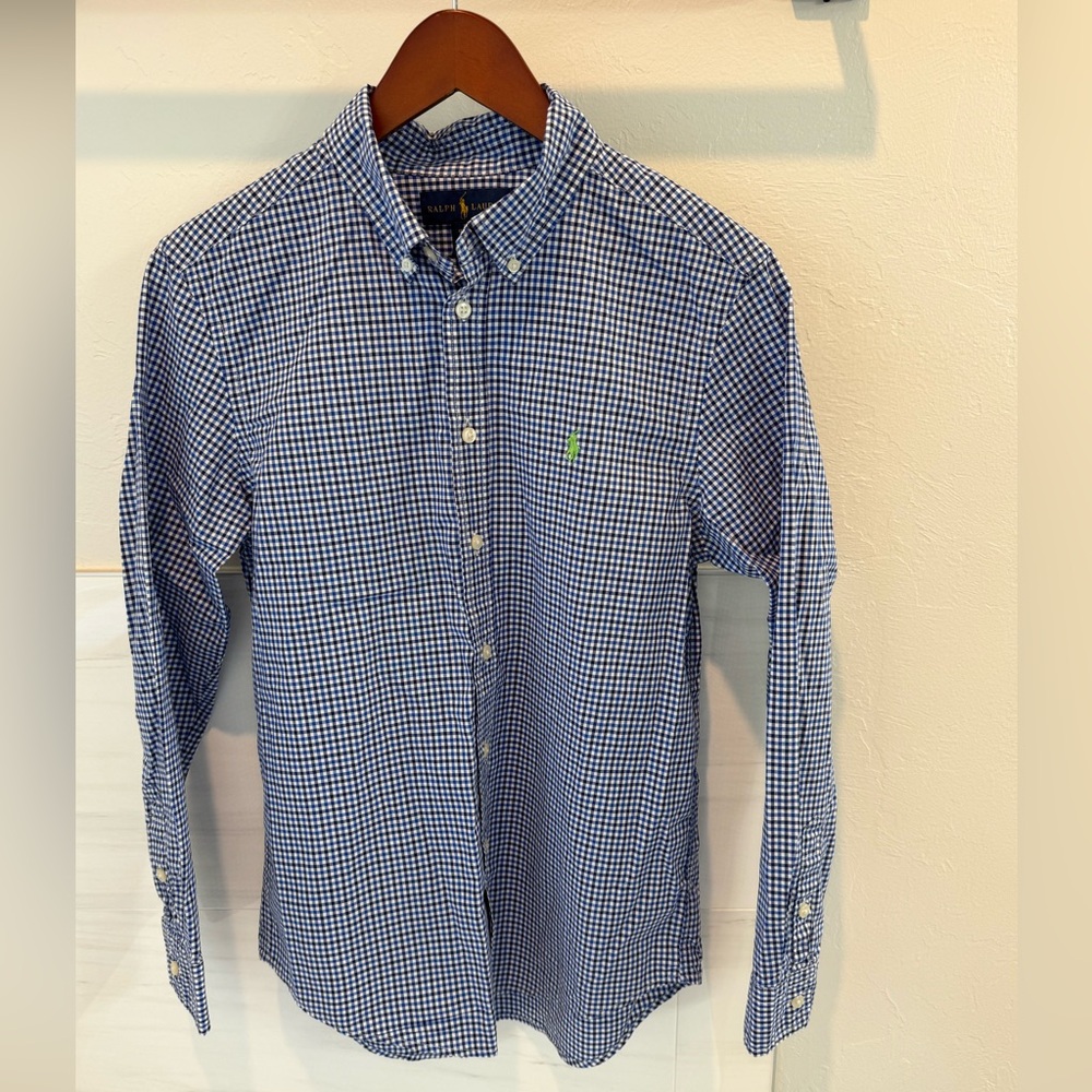 Ralph Lauren Blue Gingham Button Down Shirt
